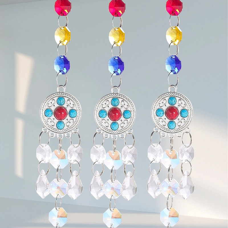 1 vnt lango kabantis krištolo saulės gaudyklė prizmės girlianda čakra karoliukai sruogelės sietynų dalys šviesos gaudiklio pakabukas vestuvių dekoras