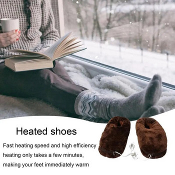 Бързо загряващи чехли Зимни USB електрически топли обувки за крака Унисекс за апартамент Кабинет Спалня Общежитие Коледен подарък