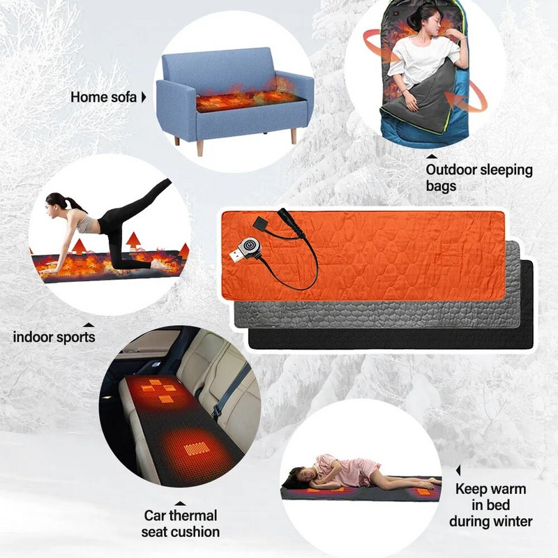 Θερμικό χαλάκι ύπνου ηλεκτρικό θερμαινόμενο USB ρυθμιζόμενο θερμαινόμενο θερμαινόμενο μαξιλαράκι ύπνου Θέρμανση για υπαίθριο θερμικό χαλί σκηνής κάμπινγκ