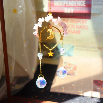 Sun Catcher Cristal Curcubeu Catcher Margele colorate Cristal Wind Chime Pendant Light Catcher Curcubeu Prisma Decorare pentru gradina de casa