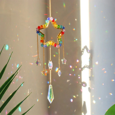 Sun Catcher Cristal Curcubeu Catcher Margele colorate Cristal Wind Chime Pendant Light Catcher Curcubeu Prisma Decorare pentru gradina de casa