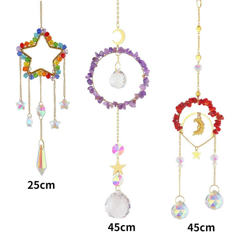 Saulės gaudyklė krištolinė vaivorykštės gaudyklė spalvingi karoliukai krištolo vėjo varpelio pakabukas šviesos gaudyklė vaivorykštės prizmė namų sodo dekoravimas