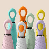 Mini umbrelă pliabilă creativă pentru fete cu mâner inel rezistent la vânt Umbrelă de soare cu protecție UV Umbrelă de soare de buzunar pentru femei