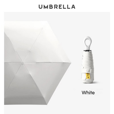 Mini umbrelă pliabilă creativă pentru fete cu mâner inel rezistent la vânt Umbrelă de soare cu protecție UV Umbrelă de soare de buzunar pentru femei