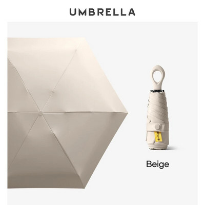 Mini umbrelă pliabilă creativă pentru fete cu mâner inel rezistent la vânt Umbrelă de soare cu protecție UV Umbrelă de soare de buzunar pentru femei