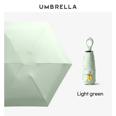 Mini umbrelă pliabilă creativă pentru fete cu mâner inel rezistent la vânt Umbrelă de soare cu protecție UV Umbrelă de soare de buzunar pentru femei