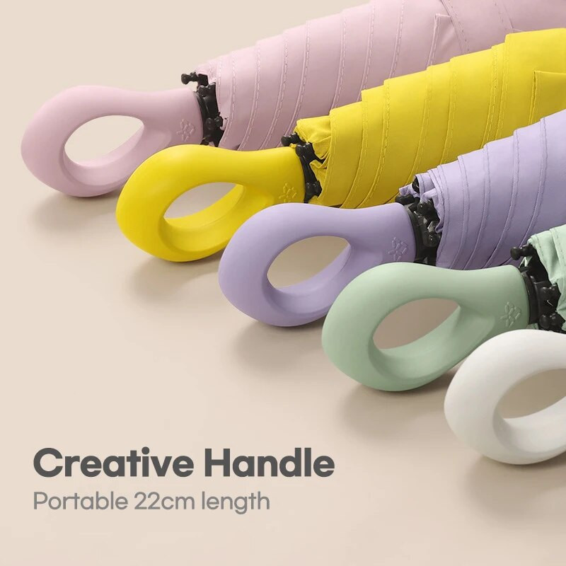 Kreativni sklopivi mini kišobran za djevojčice, otporan na vjetar, prsten, ručka, suncobran, džepni suncobran, UV zaštita, kišobran za žene