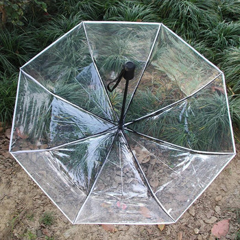 Прозрачен автоматичен чадър за дъжд Ветроустойчив Автоматичен сгъваем черен чадър Мъже Жени Бизнес пътуване на открито Сгъваем чадър за кола