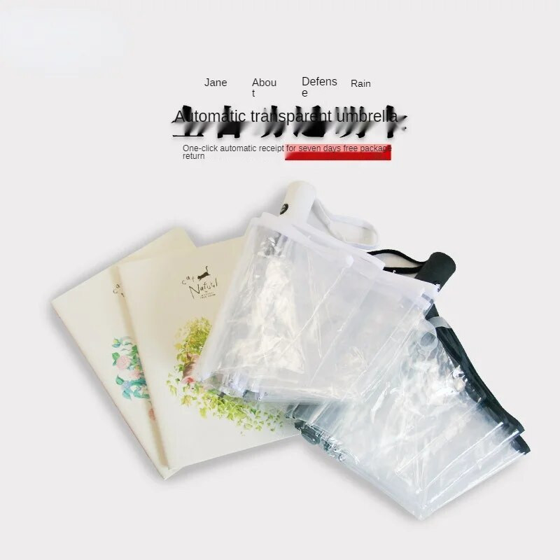 Läbipaistev automaatne vihmavari, tuulekindel automaatne kokkupandav must vihmavari, meeste naiste välireisid, kokkupandav auto päikesevari