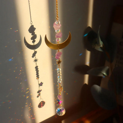 Krištolo saulės gaudyklės prizmės pakabinamos vaivorykštės chaser Love Star mėnulis langams užuolaidos pakabukas namų sodas automobilių lempos dekoro dovanos