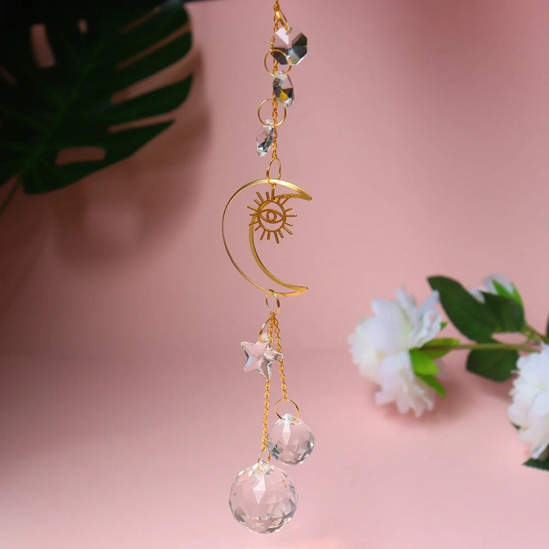 Krištolo saulės gaudyklės prizmės pakabinamos vaivorykštės chaser Love Star mėnulis langams užuolaidos pakabukas namų sodas automobilių lempos dekoro dovanos