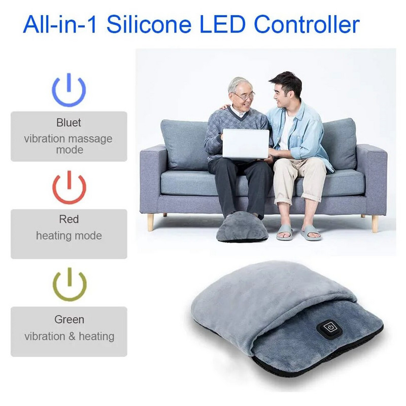 Zimski USB električni grijač za stopala Masažni jastučić za grijanje Univerzalni mekani grijač za stopala od flanela Kućanska podloga za grijanje stopala Siva