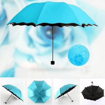 Lady Magic Flowers Umbrella Пътуващ чадър Сгъваем дъждовен ветроустойчив чадър Сгъваем чадър против UV слънце/дъжд