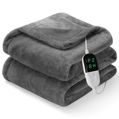 Електрическо одеяло Удебелено двустранно бързо загряващо фланелено одеяло Регулируема температура Контрол на таймера Зимно топло за тяло