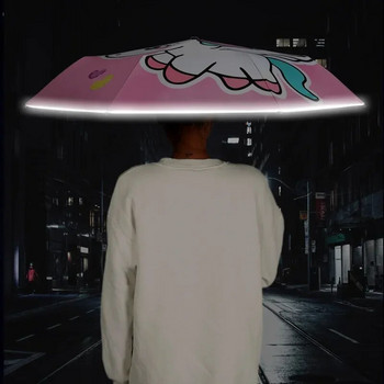 Автоматичен чадър динозавър астронавт еднорог чадър ветроустойчив сгъваем сенник чадър светлоотразителна лента дизайн прекрасен подарък