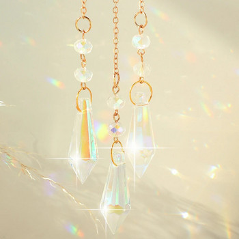 Moon Crystal Rainbow Suncatcher Прозорец Градински орнаменти Витражна призма Стъкло Sun Catcher Висящи на открито кристални декорации