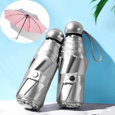 8 Ribs Pocket Mini Umbrella Anti UV Paraguas Sun Umbrella Lietui atsparus vėjui Lengvas sulankstomas nešiojamas skėčiai moterims Vyrams Vaikams