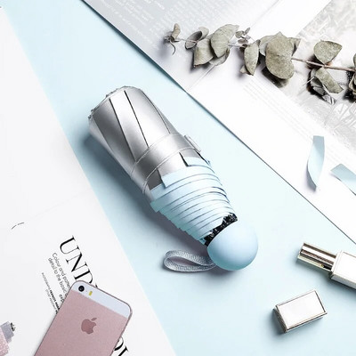 8 Ribs Pocket Mini Umbrella Anti UV Paraguas Sun Umbrella Lietui atsparus vėjui Lengvas sulankstomas nešiojamas skėčiai moterims Vyrams Vaikams