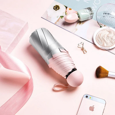 8 Ribs Pocket Mini Umbrella Anti UV Paraguas Sun Umbrella Lietui atsparus vėjui Lengvas sulankstomas nešiojamas skėčiai moterims Vyrams Vaikams