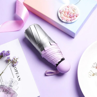 8 Ribs Pocket Mini Umbrella Anti UV Paraguas Sun Umbrella Lietui atsparus vėjui Lengvas sulankstomas nešiojamas skėčiai moterims Vyrams Vaikams