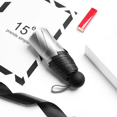 8 Ribs Pocket Mini Umbrella Anti UV Paraguas Sun Umbrella Lietui atsparus vėjui Lengvas sulankstomas nešiojamas skėčiai moterims Vyrams Vaikams