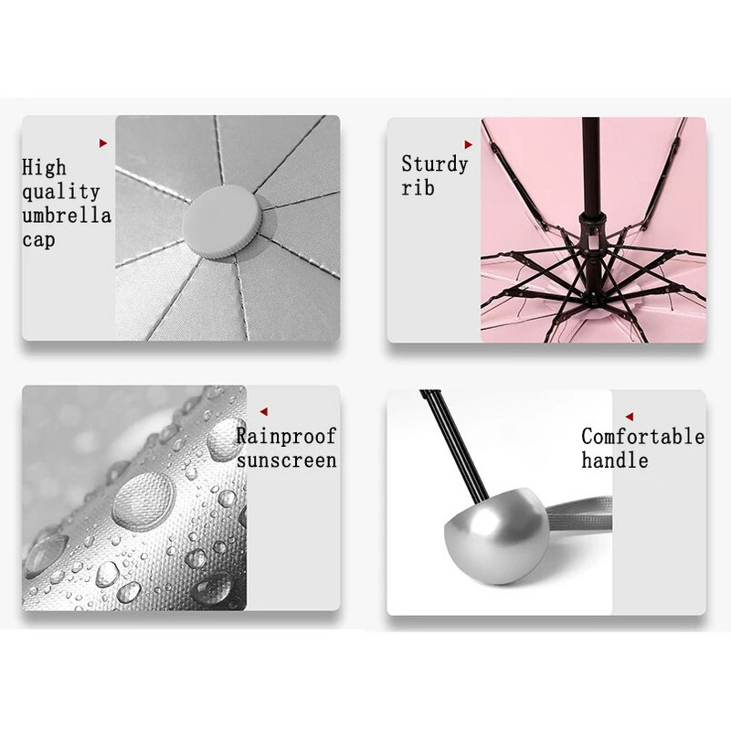 8 Ribs Pocket Mini Umbrella Anti UV Paraguas Sun Umbrella Lietui atsparus vėjui Lengvas sulankstomas nešiojamas skėčiai moterims Vyrams Vaikams