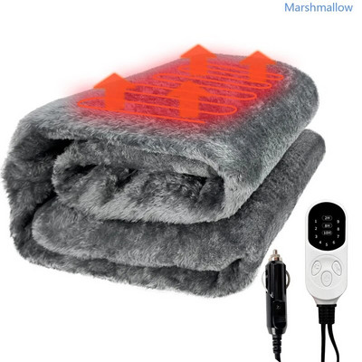 Машинно пране Електрическо одеяло за кола Фланела 12V Отопляемо одеяло за пътуване 9 Ниво на отопление 3 Автоматично изключване За кола Камион SUV RV Зима