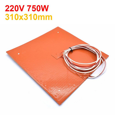 3D-printeri silikoonist soojenduspadi 220 V soojendusvoodi 200/220/235/300/310 mm veekindel kumm 750 W/500 W küttematti Ender-3 CR10 jaoks