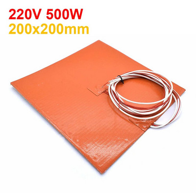3D-printeri silikoonist soojenduspadi 220 V soojendusvoodi 200/220/235/300/310 mm veekindel kumm 750 W/500 W küttematti Ender-3 CR10 jaoks