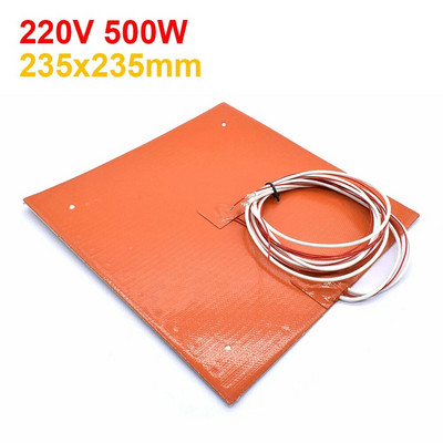 3D-printeri silikoonist soojenduspadi 220 V soojendusvoodi 200/220/235/300/310 mm veekindel kumm 750 W/500 W küttematti Ender-3 CR10 jaoks
