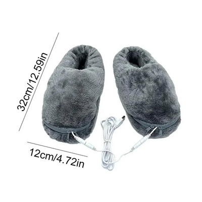 Papuci cu încălzire prin USB Încălzitor electric pentru picior pantofi Încălzitoare de pluș pentru picioare pentru femei, cizme reîncărcabile de iarnă, pentru încălzire, pantofi