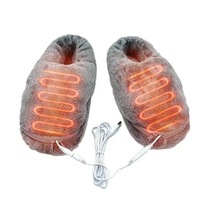 Papuci cu încălzire prin USB Încălzitor electric pentru picior pantofi Încălzitoare de pluș pentru picioare pentru femei, cizme reîncărcabile de iarnă, pentru încălzire, pantofi