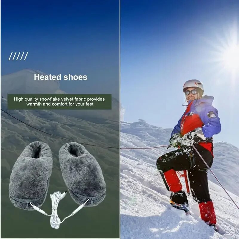 Papuci cu încălzire prin USB Încălzitor electric pentru picior pantofi Încălzitoare de pluș pentru picioare pentru femei, cizme reîncărcabile de iarnă, pentru încălzire, pantofi