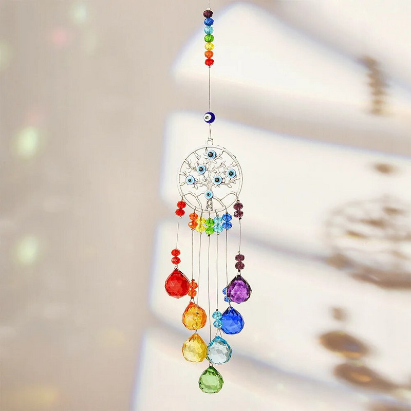 Sun Catcher Crystal Suncatcher Kabantys stiklinės prizmės vėjo varpeliai Light Catcher drugelių vėjo pakabukai, skirti automobilių sodo dekoravimui