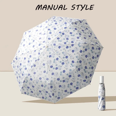 Oulylan Rain and Shine Dual Purpose Ženski kišobran za zaštitu od sunca Vjetrootporan kišobran Kišobran Printing Sklopivi potpuno automatski