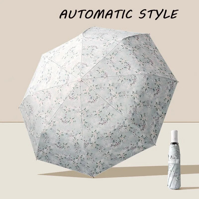 Oulylan Rain and Shine Dual Purpose Ženski kišobran za zaštitu od sunca Vjetrootporan kišobran Kišobran Printing Sklopivi potpuno automatski