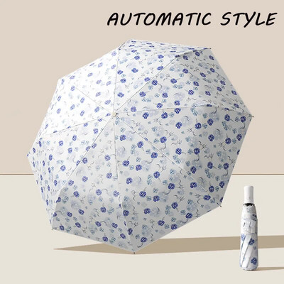 Oulylan Rain and Shine Dual Purpose Ženski kišobran za zaštitu od sunca Vjetrootporan kišobran Kišobran Printing Sklopivi potpuno automatski