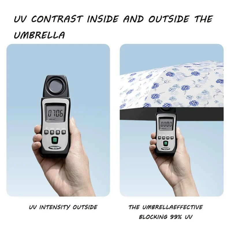 Oulylan Rain and Shine Dual Purpose Ženski kišobran za zaštitu od sunca Vjetrootporan kišobran Kišobran Printing Sklopivi potpuno automatski