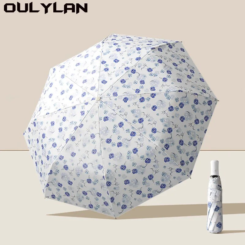 Oulylan Rain and Shine Dual Purpose Ženski kišobran za zaštitu od sunca Vjetrootporan kišobran Kišobran Printing Sklopivi potpuno automatski