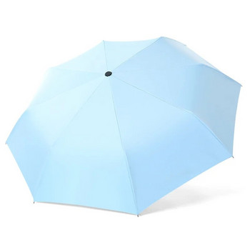 Малък чадър с подходяща дръжка, автоматично сгъваем чадър за жени и мъже, плътен цвят, креативни винилови чадъри за слънце