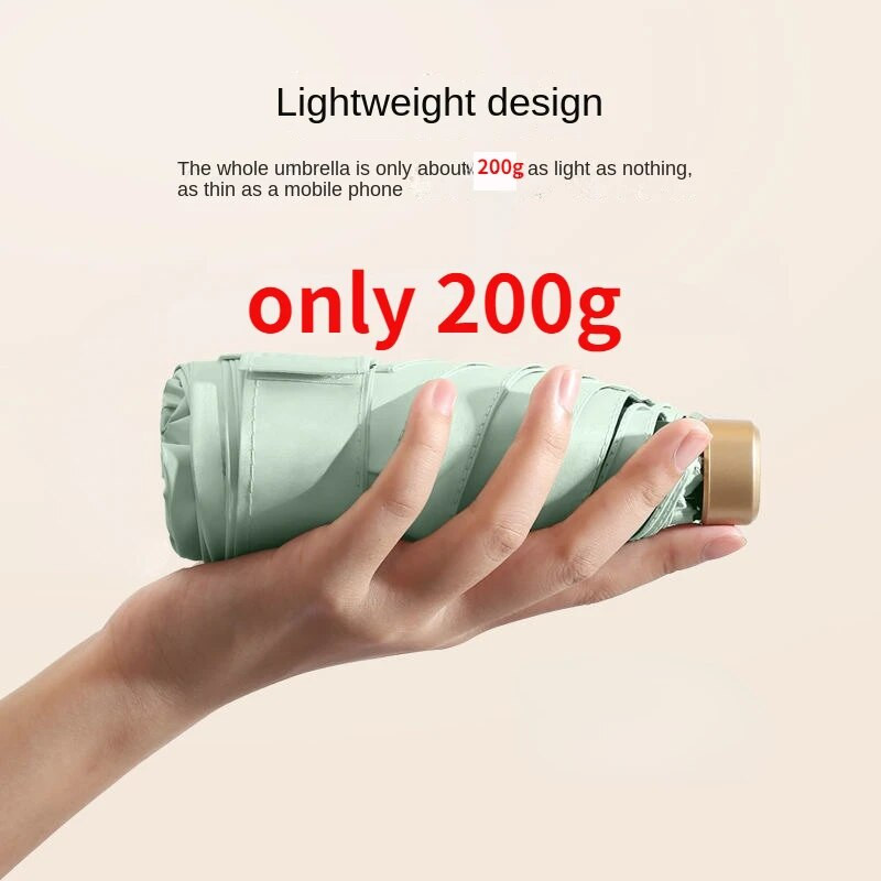 Mini suncobran, mali džepni kišobran, vinilni sklopivi kišobran, UV, ultraljubičasta zaštita, džepni suncobran, kapsula za suncobran