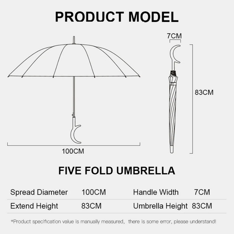 Visokokvalitetni kišobran s prozirnom dugom ručkom Kišobran za muškarce i žene s punom ručkom u obliku polumjeseca Kreativni kišobran s prozirnom paraplu