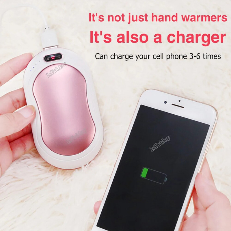 Grijači za ruke, rukavi, grijači za štednjak, punjiva prijenosna baterija od 6000 mAh, dvostrani prikaz temperature grijanja, praktičan za grijanje