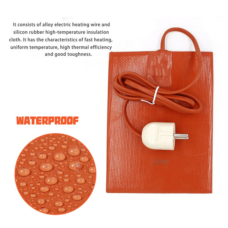 Încălzitor plat pătrat de 110 V 220 V, flexibil, rezistent la apă, 300 W, pentru rezervor de ulei de motor, priză UE/SUA, rezervor de apă, covoraș de încălzire electrică
