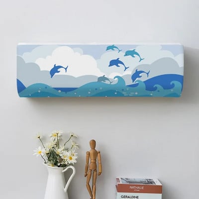 Dolphin Jump Ocean Printed Dust Covers Κάλυμμα κλιματιστικού Εσωτερικού χώρου Anti-dust τοίχου Προστατευτική θήκη Κλιματισμού Αρχική