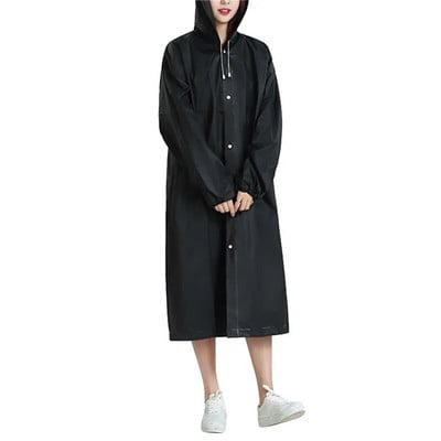 1vnt. Aukštos kokybės Eva Unisex lietpaltis pastorintas itin lengvas vandeniui atsparus paltas nuo lietaus moteriškas vyriškas juodas kempingo vandeniui atsparus lietaus kostiumas