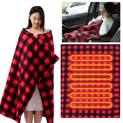 Car Electric Heated Blanket Heating Mat Fast Heating 12V Soft Heating Mat 9 Adjustable Temperature Auto-off for Car Camping