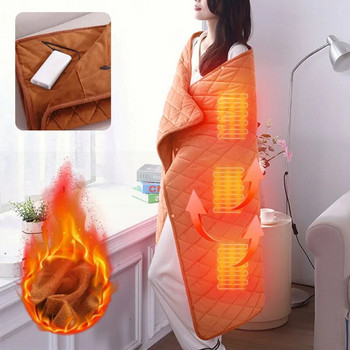 Преносимо топло електрическо одеяло Зимно USB удебелено нагревателно шалче Подложка за миене Топло одеяло Зимен офис шал Топло одеяло