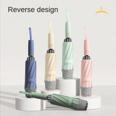 Nauji automatiniai trigubai atbulinės eigos skėčiai, moteriški, vyriški, vandeniui atsparūs skėčiai nuo saulės