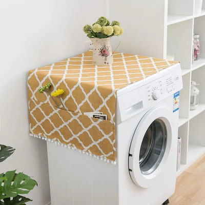 Geometriniai rombiniai dulkių dangteliai Skalbimo mašinų dangteliai Šaldytuvo Apsauga nuo dulkių su kišeniniais medvilniniais dangčiais nuo dulkių Valymas namuose